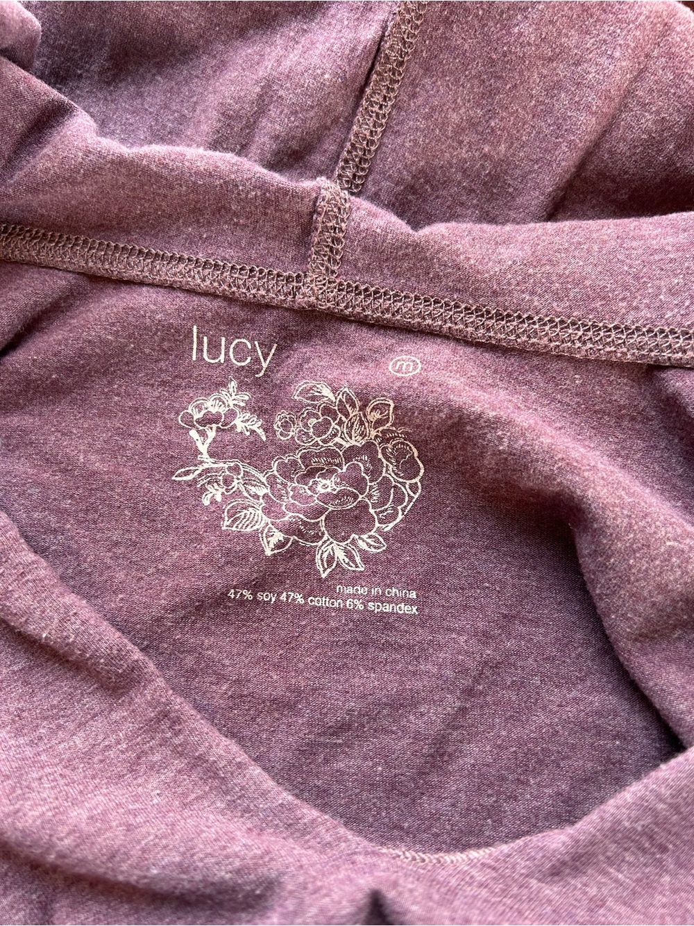 Lucy Soy and Cotton Blend Plum Purple Lightweight Hoodie. Deep V. Pilates. Yoga. - Picture 4 of 7